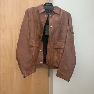 NWT Gucci Brown Men's Leather Jacket Eu 54 / Us 44 308719